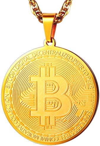 PROSTEEL Bitcoin Colar de pingente digital Cryptocurrency Crypto Money Money Bitcoin SILBO DOLCO DE