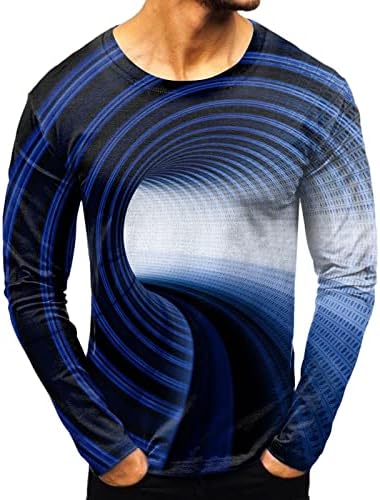 Peqaq mass moda esportes casuais abstrato impressão digital redonda de pescoço camiseta de manga longa blusas de manga comprida