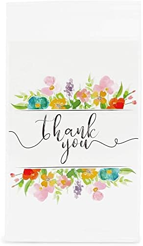 Floral Thank You Bags for Party Favors, Cookies, Candy
