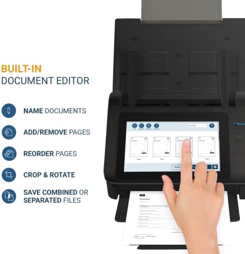 Raven Original Document Scanner - tela sensível ao toque enorme, alimentador de duplex em cores, digitalização sem fio