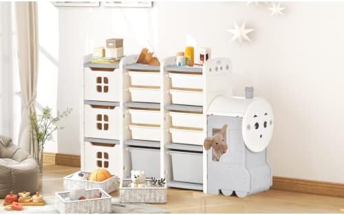 Zopend Kids Toy Storage Organizer Bin com 13 caixas e armários, organizador multifuncional organizador de móveis para crianças conjunto