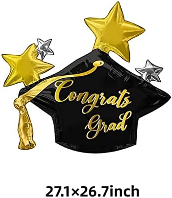 Balão de tampa de graduação AVMBC, balão de folha de graduação Mylar, balão de estampa de tampa de formatura | Parabéns