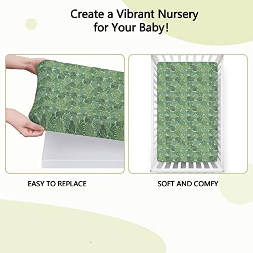 Jungle Green com tema de mini folhas de berço, lençóis portáteis de mini berço Ultra Material Great Great for Boy ou Girl Room ou Nursery,