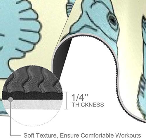 Padrão de dinossauro azul unicey Exercício e fitness sem deslizamento 1/4 de tapete de ioga para ioga pilates e exercício