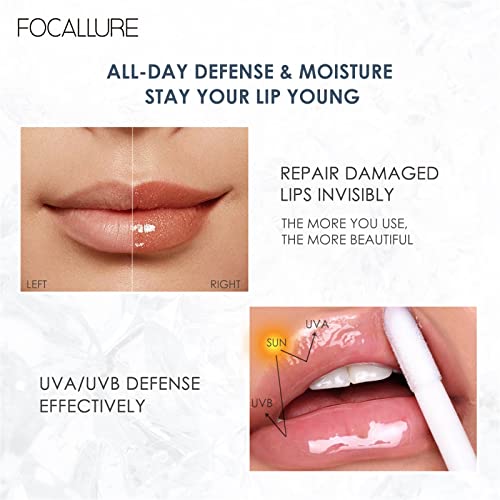 Focalle Plumpmax High Shine & Shimmer Lip Gloss 16 Cores Extrato de Mint e Vitamina E Lip Care Makeup brilhante