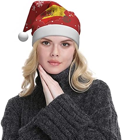 Bandeira de mapa da Espanha retro Funny Adults Pray Papai Noel Hat chapéu de Natal para mulheres e homens chapéu de férias