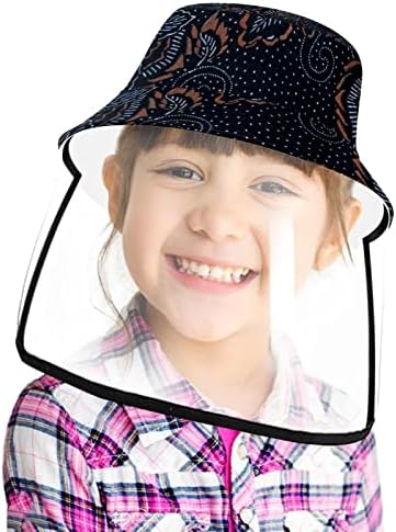 Chapéu de proteção para adultos com escudo facial, chapéu de pescador anti -sun tap, marinha japonesa azul flor arte videira