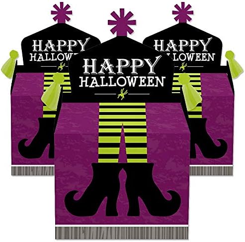 Big Dot of Happiness Happy Halloween - Favores da festa da caixa de tratamento - Partido de bruxa Goodie Gable Boxes - Conjunto