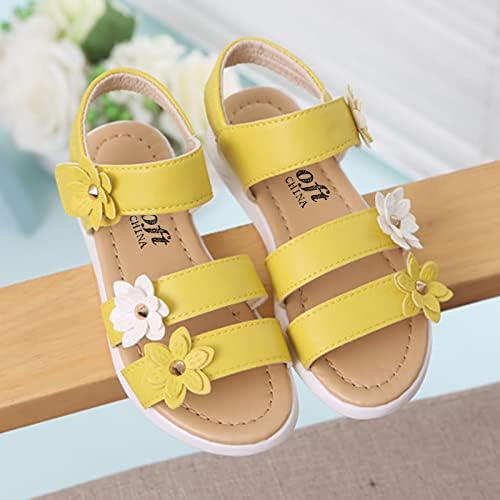 Sandálias de couro para criança meninas de criança sandálias de borracha não deslizam sapatos de flores sapatos de bebê sapatos de