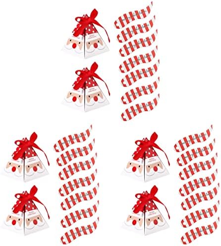 3 Define o Papai Noel e o padrão listrado Pyramid Candy Box Caixas de presente de chocolate para a festa de Natal