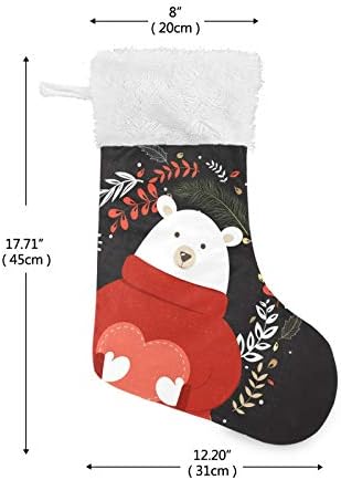 Meias de natal alaza natal fofo urso branco clássico clássico personalizado decorações de meia para férias em família decoração