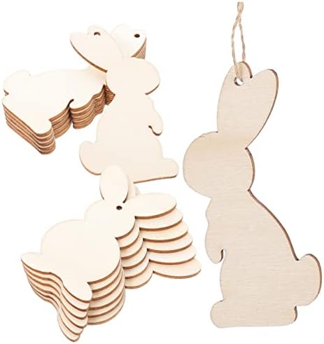 ABAODAM 36PCS Rabbit Wood Chip Pingente Artes e Crafts for Kids Wood Crafts for Kids Tags Presente Ornamentos de Presente Rabbit