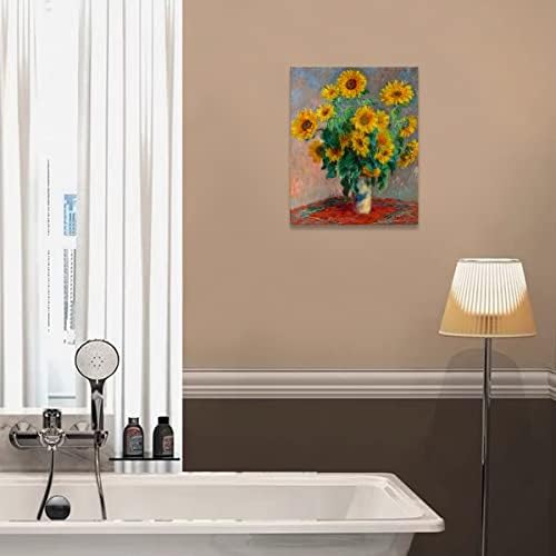 Monet Sunflower Pictures Arte de parede - Um buquê de lindas flores - famosos obras florais para o banheiro decoração de tela de