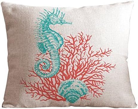 Sixstars Cotton and Flax Ocean Park Tema Decorative Pillow Capa Caso 16 x 16 Shape-Ocean-Ocean-Beach-Print