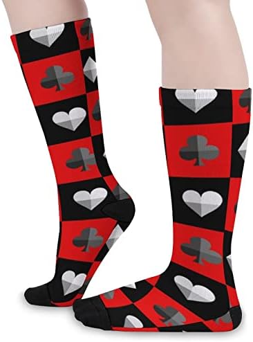 Placa de xadrez de traje de cartão vermelho preto preto colorir meias correspondentes no joelho atlético meias altas