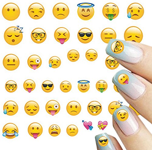 AllyDrew 250+ Decalques de unhas de transferência de água emoji emoji Decalques de unhas de unhas 3D…