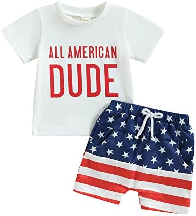 4 de julho Roupa de bebê de menino Toddler Quarto de julho T camisetas e shorts