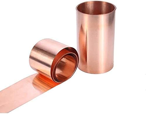 Folha de cobre Yuesfz 99,9% Folha de metal de cobre pura Cu de metal 0,01x200x1000mm para aeroespacial de artesanato, 0,01mm200mm1m