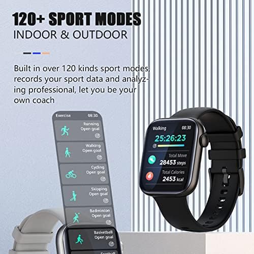 Relógio inteligente do UKLSQMA, Screen Touching Touching de 1,8 polegada HD Relógio de fitness smartwatch com chamadas/textos/freqüência