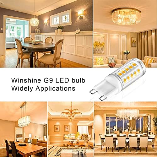 WinShine 10 pacote de lâmpada LED de LED 3000K Branco quente, 4W G9 Base Base Base Lâmpada Branca Mobia, T4 40 Watt Substituição de Halogênio G9 Base Bi Pin, CRI85 120V 360 ° ângulo de feixe