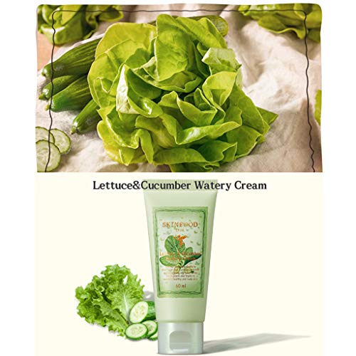 SkinFood Alface & Cucumber Cream aquoso 2,02 oz - resfriamento da pele e creme facial hidratante intensivo da pele, alívio da