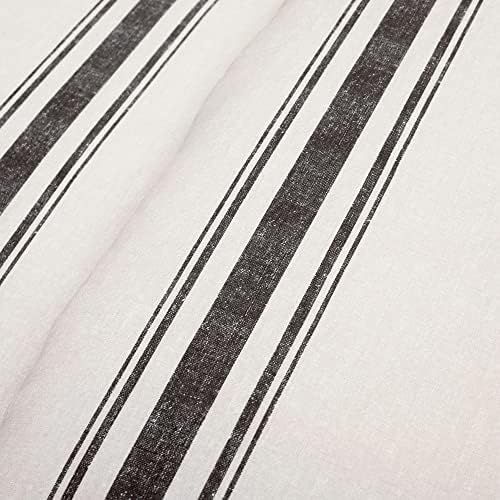 Lush Decor Farmhouse Stripe de 3 peças Conjunto de capa de edredão, cheio/rainha, preto
