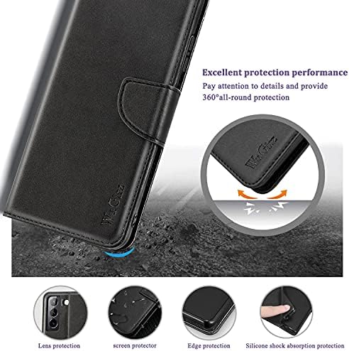 Caixa Wuglrz para Samsung Galaxy S21 Fe 5g （Não Fit Galaxy S21） com 2 pacotes Protetor de tela de vidro temperado, estojo de carteira