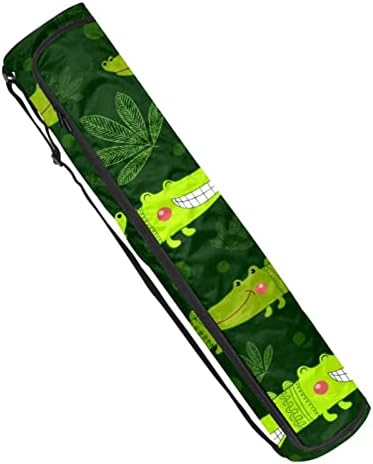 Bolsa de tapete de ioga ratgdn, fofa crocodilo verde Exercício ioga transportadora de tape