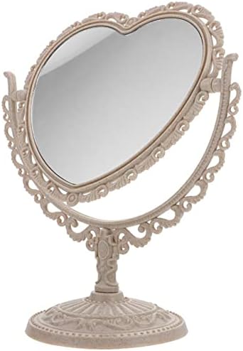 Akoak 1 pacote simples e encantador espelho cosmético em forma de coração plástico espelho de cômoda de cômoda de dupla face