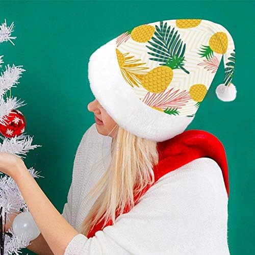 Chapéu de Papai Noel de Natal, elementos de abacaxi tropical chapéu de férias de Natal para adultos, Hats de Natal de Comfort