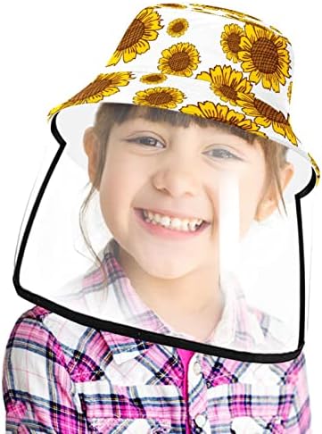 Chapéu de proteção adulto com escudo facial, chapéu de pescador Anti Sun Cap, girassol desenho animado de arte desenhada branca