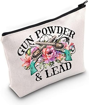BWWKTOP Gun Powder and Lead Cosmetic Makeup Bag Song Song Fãs Gifts Country Country Zipper Boly Bag Song Lyrics