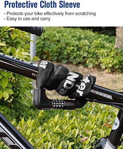 Ndakter Bike Chain Lock, bloqueio de bicicleta com combinação e teclas reettáveis ​​de 4 dígitos, bloqueios de bicicleta
