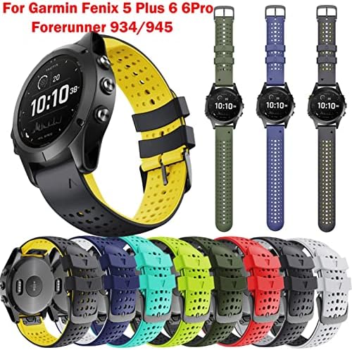 FNDWJ Sport Silicone Watch Band Wrist Screp para Garmin Fenix ​​7 6 6 Pro Fenix ​​5 Precursor 935 945 EasyFit Redução