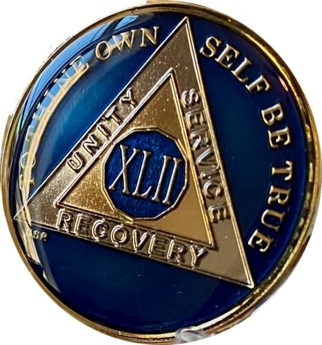 42 anos AA medalhão metálico da meia-noite Tri-Plate Sobriedade Chip XLII