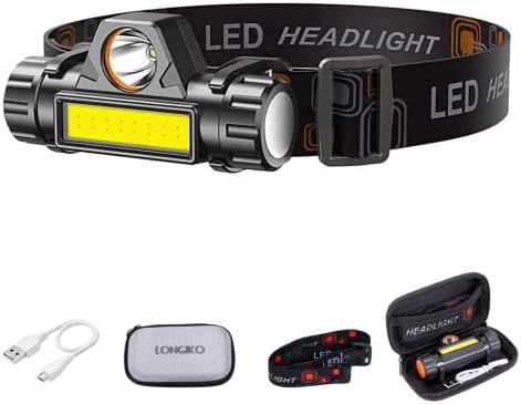 Farol de LED recarregável - poderoso farol de lanterna de cabeça LED Banda de farol USB farol recarregável durar a duração