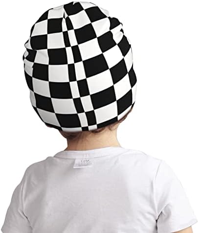Quadrados pretos e brancos Padrão xadrez de gorro para meninos para meninos garotos beanias de malha chapéus de inverno
