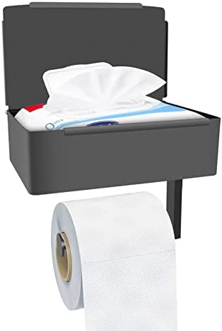 Suporte de papel higiênico com prateleira - dispensador de lençóis laváveis ​​e armazenamento para o banheiro, mantenha