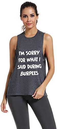 Tampas de treino Fannoo Tampas para mulheres-Womens engraçadas dizendo academia de fitness Burprees Racerback Shirts sem mangas