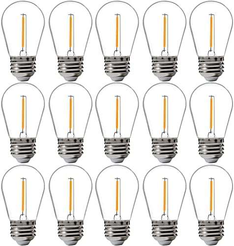 FLSNT 30 PACK LED S14 Bulbos de substituição para luz de corda, lâmpadas LED externas, base E26, 2200K WAT WHIT, NÃO-DIMMÁVEL
