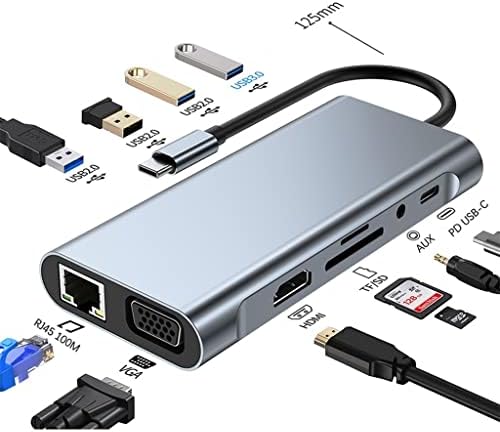 Sdfgh para porta de doca do tipo C para o adaptador USB 3.0 compatível com HDMI TF SD Reader PD Charger Dock para divisor de ar para o ar