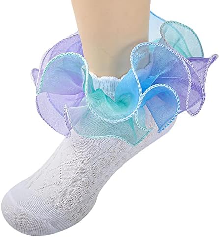 Yartina meninas garotas de renda fofas meias de travamento de algodão vestido de princesa com babados meias de manguito para