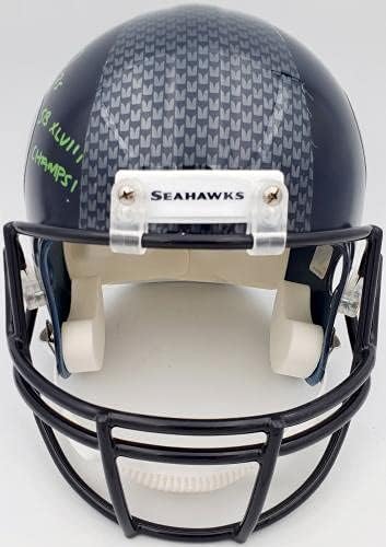 Richard Sherman autografou o capacete de Seattle Seahawks em tamanho grande SB XLVIII Campeões! Em Green RS Holo Stock 94454 - Capacetes