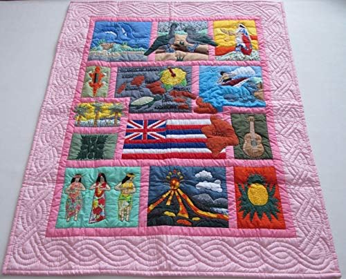 Quilt de estilo havaiano Baby Blanket Greatter Wall pendurou a mão acolchoada e a máquina aplicada