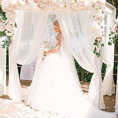 Cortinas de cenário branco 2 painéis de 5 pés x 8 pés de pano de pano de chiffon cortina cortina para decorações de casamento