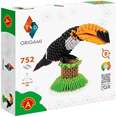 Origami 3D 501834-3D Origami Toucan-Linda escultura em papel 3D com componentes patenteados e instruções de construção fáceis de