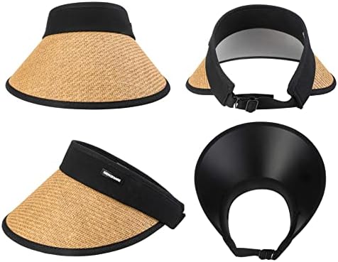 Straw-sun Hat For Women Girls Summer Wide Brim Brim-Proteção UV Sun Visor Outdoor Ponytail Beach Hat