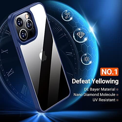 Torras iPhone 13 Pro Max Case Clear, [Ultra HD Clear] Não amarelo Robagem [Proteção de grau militar de 10 pés] Schok Proproférico Hard