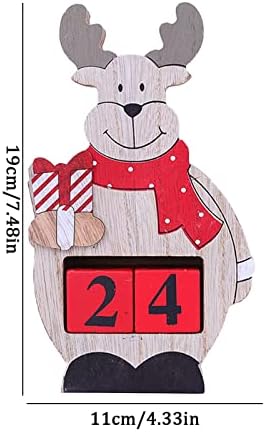 Número do advento de Natal Countdown Calendário Número da praça de madeira Decoração do calendário de calendário Papai Noel