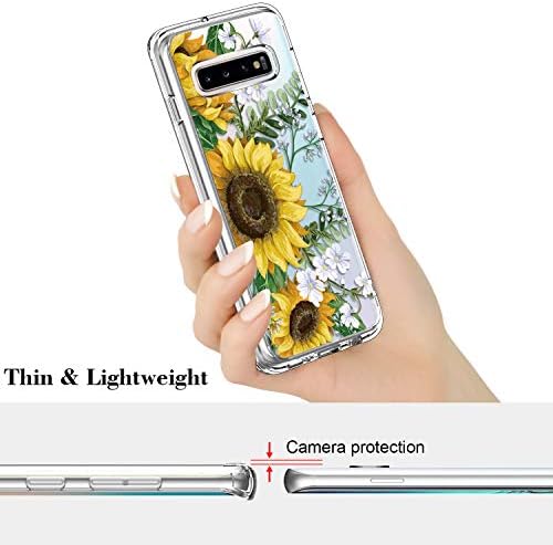 Caso Icedio Galaxy S10 Clear com designs florais da moda para meninas mulheres, capa de telefone protetora para capa de parafuso